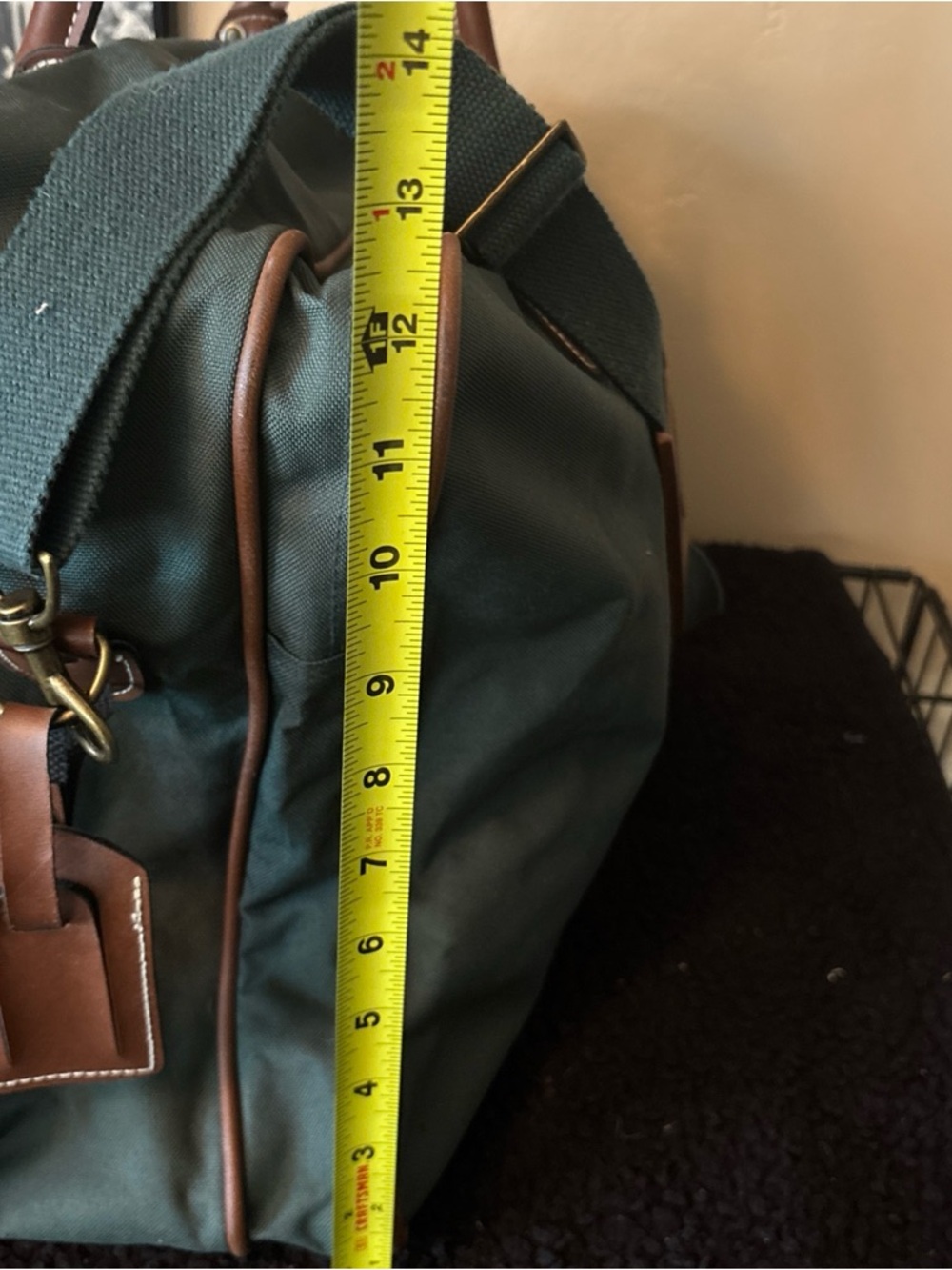 Jaguar Olive Green Duffel Bag with Brown Leather Trim - Picture 8 of 12